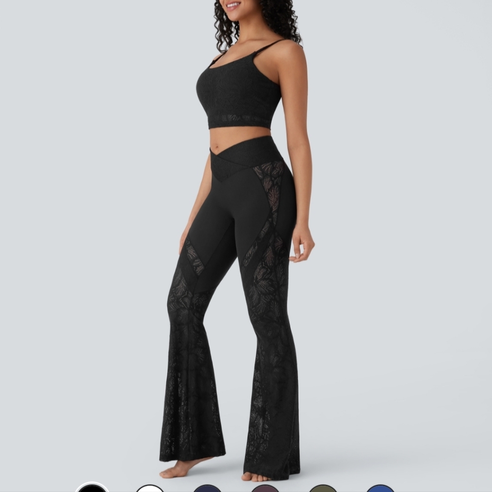 Black Lace Flare Leggings